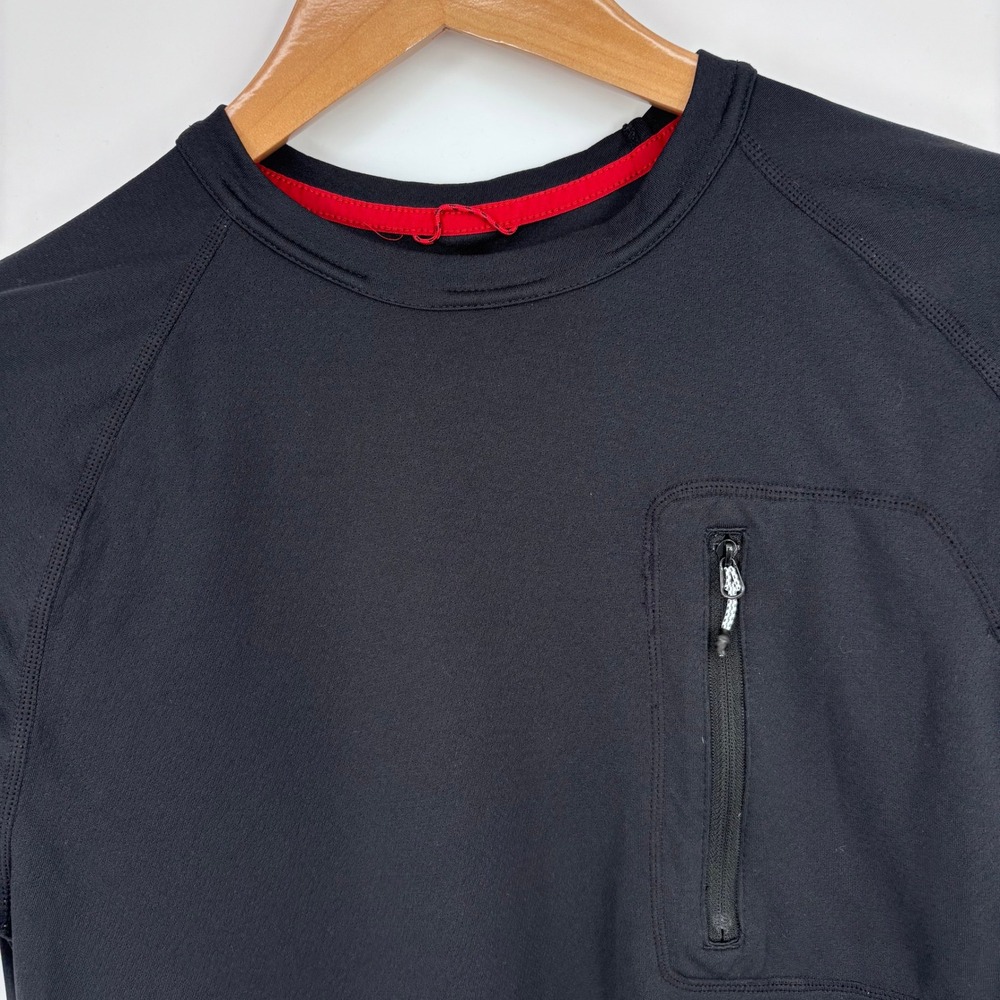 Topo Designs River Tee Mens M Black Tech Shirt Short Sleeve Zipper Pocket Hiking
